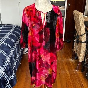 Johnny Was Red and Pink Floral Mini Dresssize small nwt